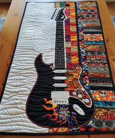 Harmonious Guitar Colors Quilted Table Runner