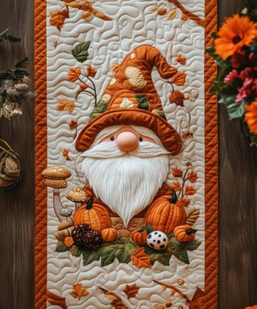 Harvest Gnome Lane Quilted Table Runner