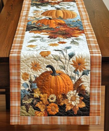 Harvest Pumpkin Cheer Quilted Table Runner