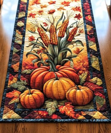 Harvest Pumpkin Delight Quilted Table Runner