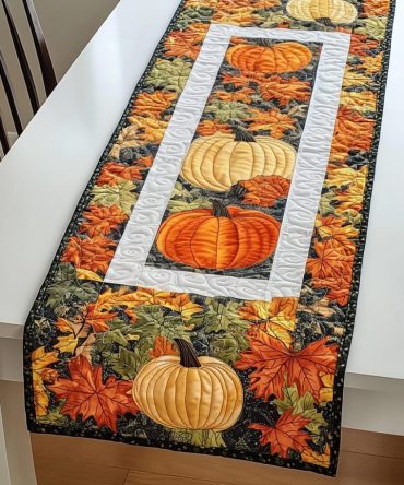 Harvest Pumpkin Joy Quilted Table Runner