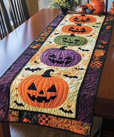 Harvest Pumpkin Quilted Table Runner