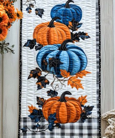 Harvest Pumpkin Trail Quilted Table Runner