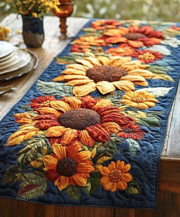 Harvest Sunflower Field Quilted Table Runner