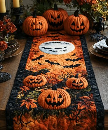 Haunted Pumpkin Quilted Table Runner