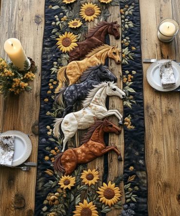 Hayfield Horses Quilted Table Runner