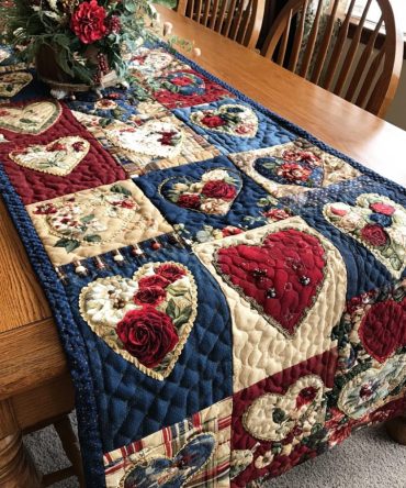 Heart Bloom Quilted Table Runner