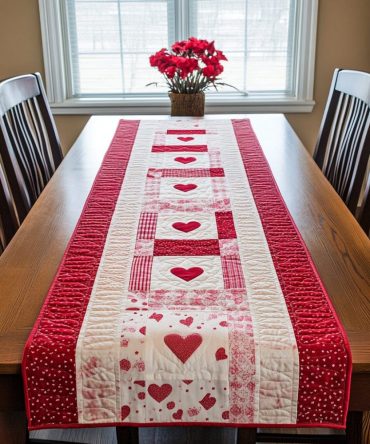 Heart Patch Quilted Table Runner