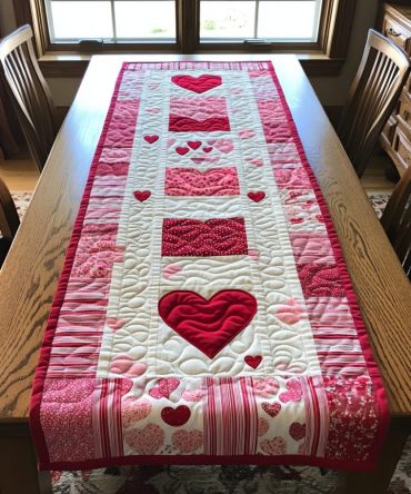 Heart Path Quilted Table Runner