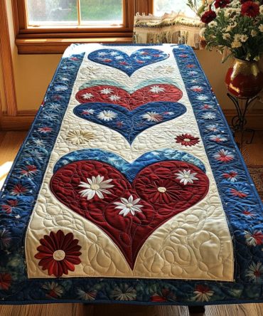 Heart Of Freedom Quilted Table Runner