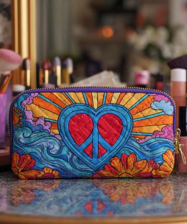 Heart Of Peace Quilted Makeup Bag