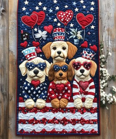 Heartfelt Pup Crew Quilted Table Runner
