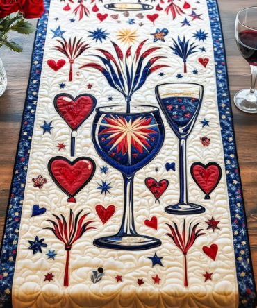 Hearts And Cheers Quilted Table Runner