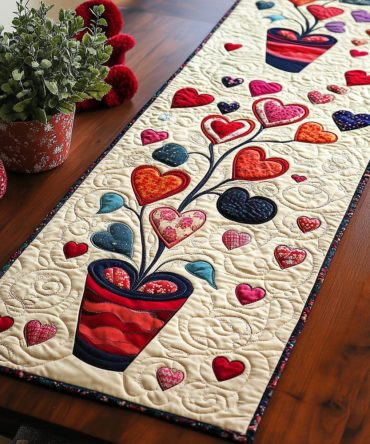 Heartstrings Tree Quilted Table Runner