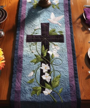 Heavenly Vine Cross Quilted Table Runner