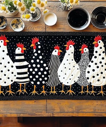 Hen House Harmony Quilted Table Runner