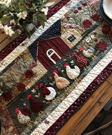 Hen House Haven Quilted Table Runner