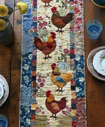 Hens & Herbs Quilted Table Runner
