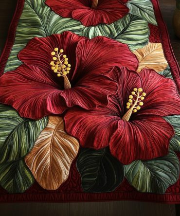Hibiscus Bloom Quilted Table Runner