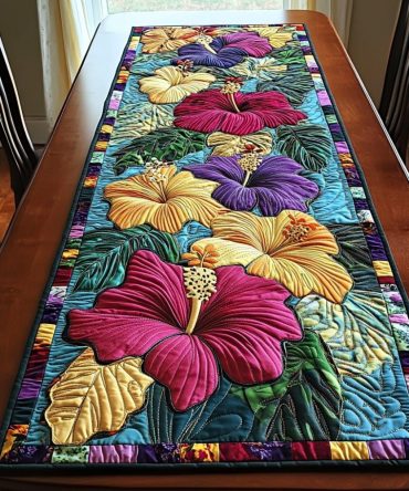 Hibiscus Haven Quilted Table Runner
