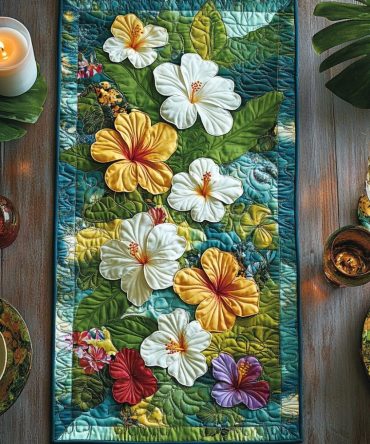 Hibiscus Paradise Quilted Table Runner