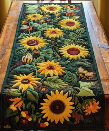 Hilarious Sunflowers Quilted Table Runner