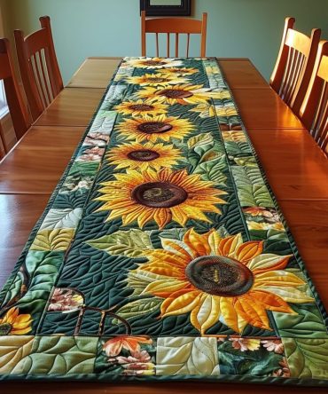 Hilarious Sunflowers Quilted Table Runner