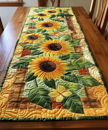 Hilarious Sunflowers Quilted Table Runner