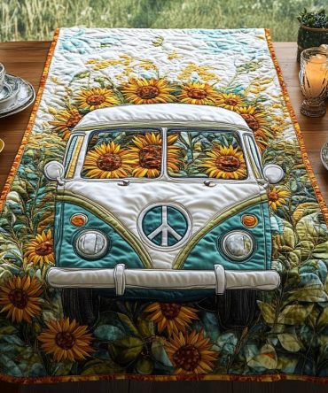 Hippie Petals Quilted Table Runner