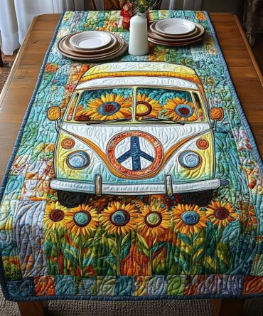 Hippie Sunflower Journey Quilted Table Runner