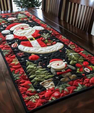 Ho Ho Ho Santa Quilted Table Runner