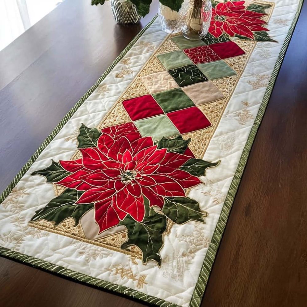 Holiday Bloom Quilted Table Runner