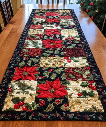 Holiday Blossom Quilted Table Runner