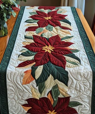 Holiday Blossom Quilted Table Runner