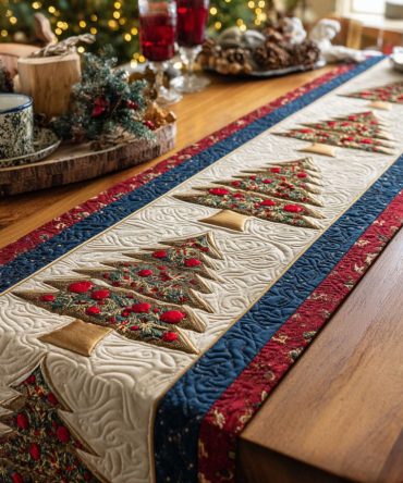 Holiday Garland Quilted Table Runner