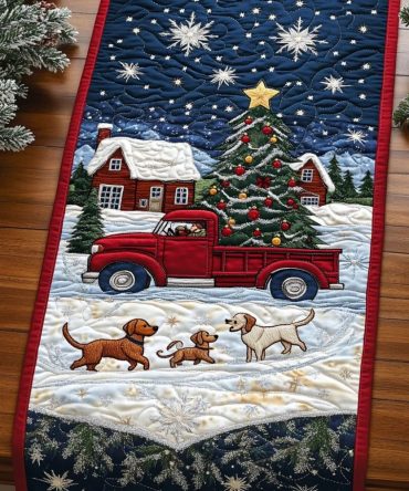 Holiday Homestead Joy Quilted Table Runner