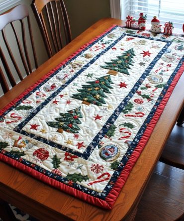 Holiday Patchwork Parade Quilted Table Runner