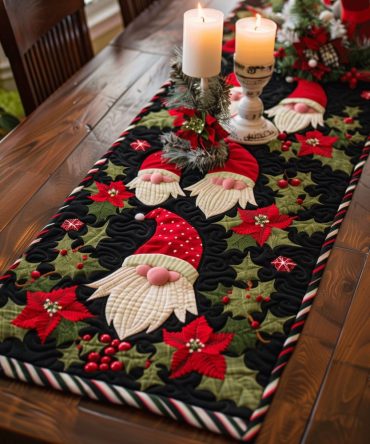 Holiday Santa Sleigh Quilted Table Runner
