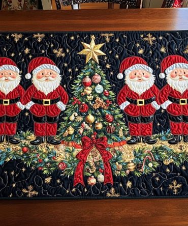 Holiday Santa Stroll Quilted Table Runner