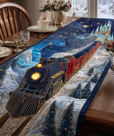 Holiday Train Journey Quilted Table Runner