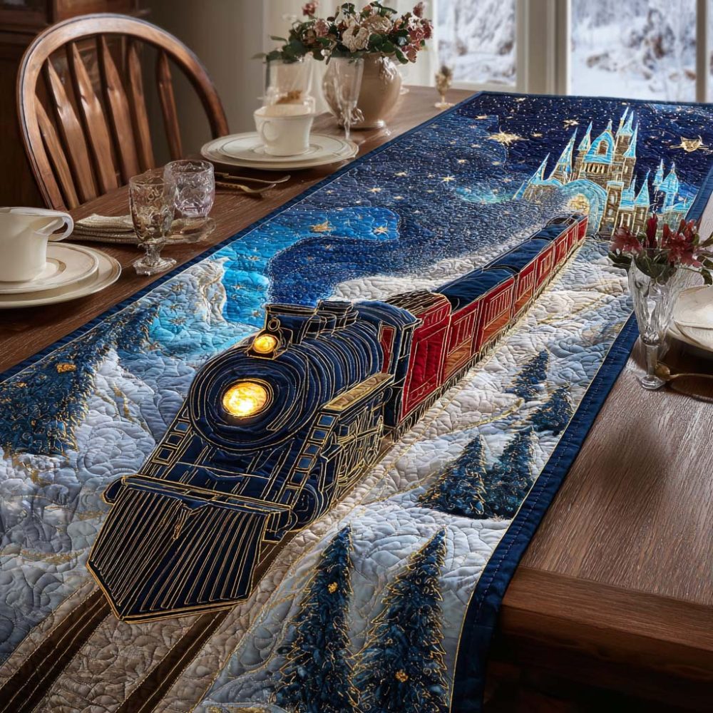 Holiday Train Journey Quilted Table Runner