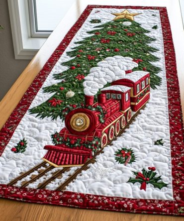 Holiday Train Quilted Table Runner