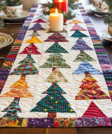 Holiday Trees Quilted Table Runner