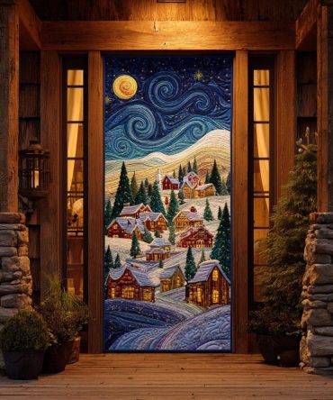 Holiday Village Quilted Door Cover