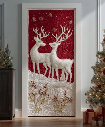 Holiday Woodland Glow Quilted Door Cover