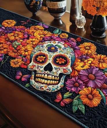 Holiday Of The Dead Quilted Table Runner
