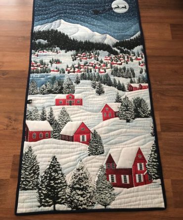 Holy Christmas Village Quilted Table Runner