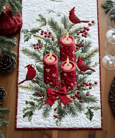 Holly Berry Delight Quilted Table Runner