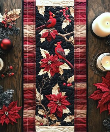 Holly Cardinal Dreams Quilted Table Runner