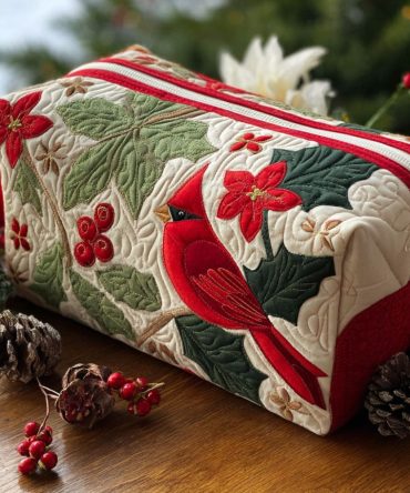 Holly Cardinal Quilted Makeup Bag